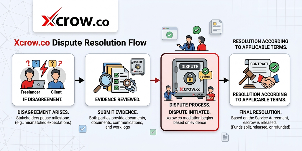 How Xcrow Escrow, Milestones, and Disputes Work: A Practical Guide